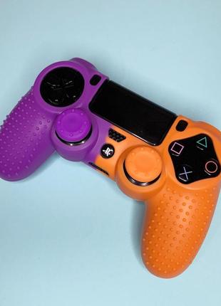 Чохол силіконовий для геймпада dualshock 4 ps4 фіолетовий оранж