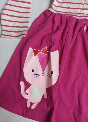 Платье длинный рукав котик нарядное для девочки4 фото