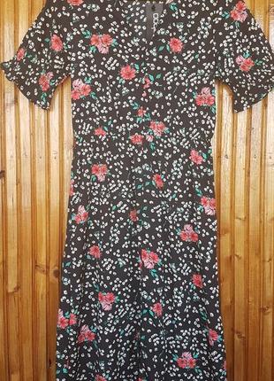 Летнее тонкое шифоновое платье миди boohoo в цветочный принт.3 фото