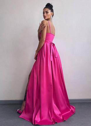 Атласна королівська сукня малина/фуксія xs s m l рожеве барбі максі плаття до події 42 44 468 фото