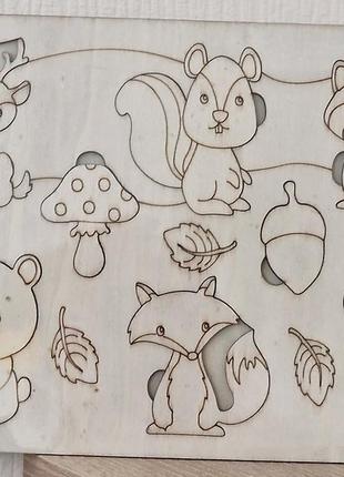 Деревянный планшет зверят-сортер 3