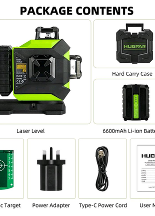 3d лазерный уровень huepar s03cg-l osram 7.4v 2600mah !кронштейн2 фото