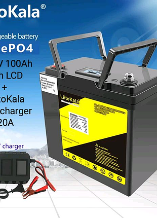 Liitokala 12.8v 100ah lifepo4 аккумулятор с lcd с зарядкой 20а