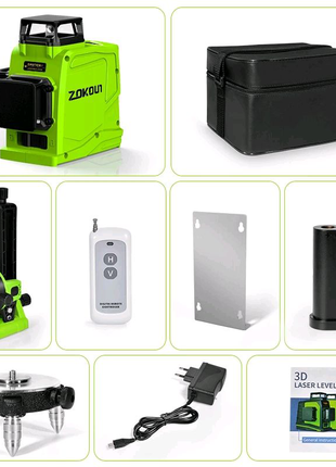 Zokoun gf120 3d лазерний рівень 12 зелені лінії huepar gf360