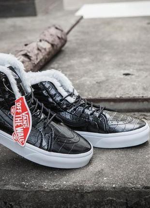 Чоловічі чорні зимові кеди vans crocodile1 фото