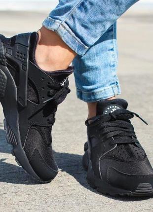 Кросівки чоловічі nike air huarache triple black / чорні8 фото