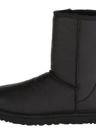 Чоловічі чорні шкіряні уггі ugg classic short leather boot black3 фото