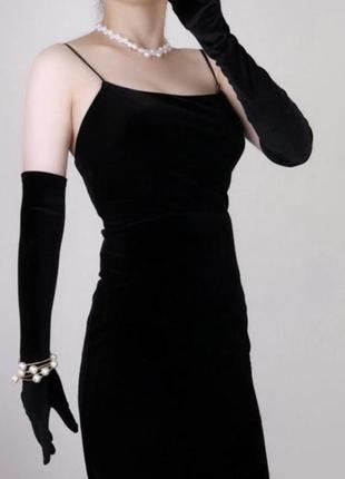 Длинные/высокие черные бархатные/великовые/оксамые перчатки винтажные вечерние, перчатки для фотосессии, вечеринки, для стильных образов, корпоратива🖤