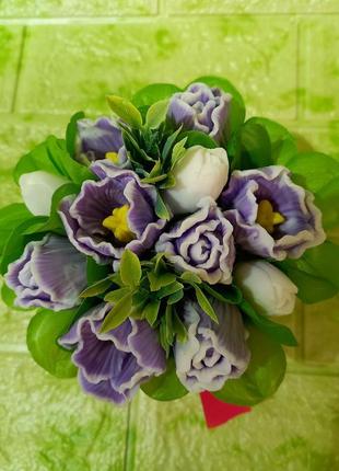 Букет квітів з мила (11 тюльпанів)1 фото