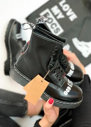 Женские ботинки dr.martens 1460 sex pistols black rolled smooth