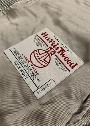 Винтажный шерстяной твидовый пиджак harris tweed жакет серый4 фото