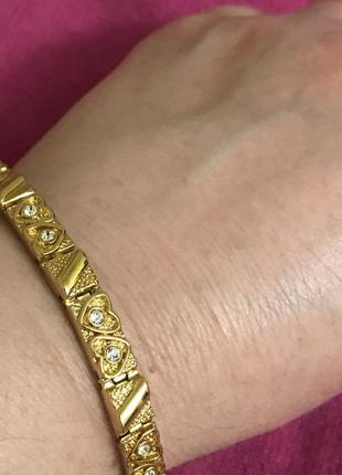 Браслет с кристаллами позолота винтаж
