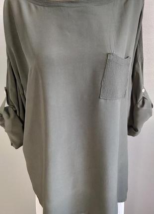 Блуза цвет хаки, реглан, натуральный хлопок1 фото