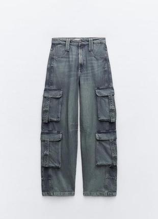 Джинси zara denim mid rise карго