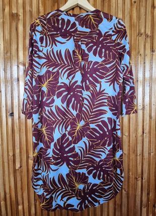 Летнее платье рубашка, туника h&amp;m в тропический принт.4 фото