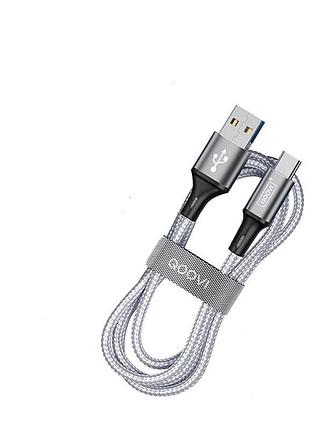 Кабель для зарядки qoovi type-c сірий 1м швидка зарядка
