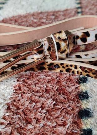 Вузький жіночий ремінь з екошкіри леопардовий пряжка