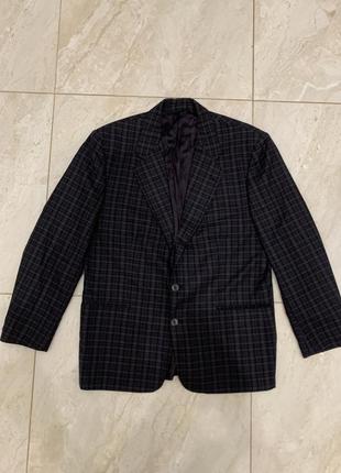 Винтажный шерстяной пиджак жакет темно серый1 фото