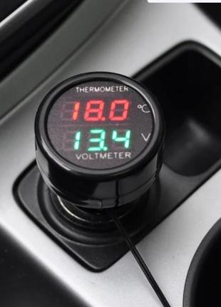 Автомобільний 12в - 24в електронний вольтметр + термометр