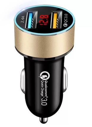 Зарядний 2хusb (12-24в, 5.4 а) + вольтметр/ швидка зарядка qc 3.0