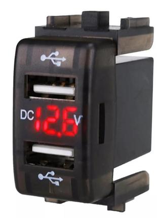 Автомобільний зарядний 2хusb (12-24в, 4.2 а) + вольтметр