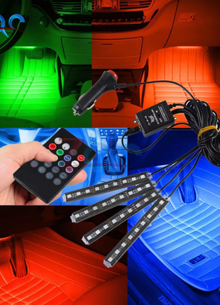 Підсвічування світлодіодна rgb 4х9 + світломузика + пульт управлі
