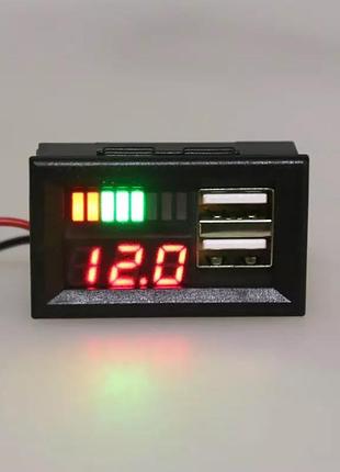 Вольтметр + зарядний 2хusb (5v / 2.1 a) - червоний дисплей