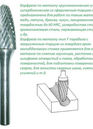 Борфреза для металу (кроочка) дугоподібний ніс fx10