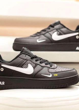 Nike air force 1 чорні з білим 4201