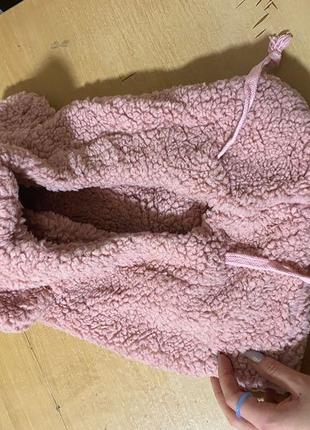 Шапка балаклава плюшева рожева з вушками