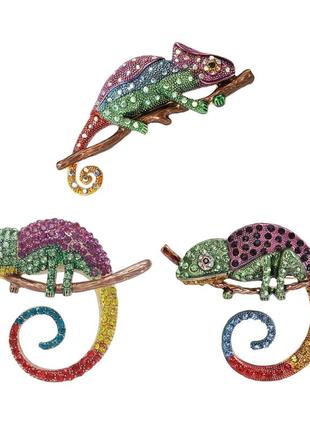 Брошь - хамелеон, ящерица, игуана, гекон разноцветная2 фото