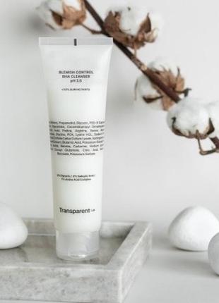 Очищення для шкіри схильної до акне transparent-lab blemish control bha cleanser ph 3.5