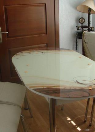 Обідній розкладний стіл на 6/4 стільців туреччина гартоване скло.14 фото