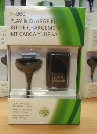 Xbox 360 акумулятор кабель play & charge kit зарядний пристрій