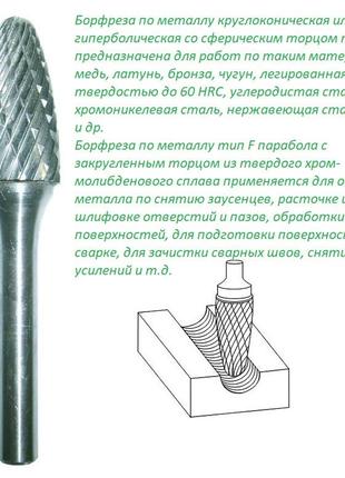 Борфреза по металлу (шарошка) дугообразный нос fx12