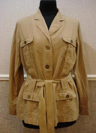 Льняной  приталенный пиджак одежда в стиле кэжуал большого размера 16(xxl)