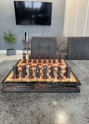 Шахи з металу, військова тематика, шахи, chess, подарунок, колле1 фото