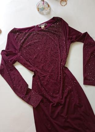 Шикарное платье винного цвета в камнях 💎