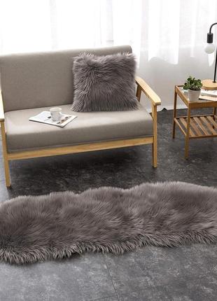 Приліжковий килимок teppich wölkchen 55x160 braun gray3 фото