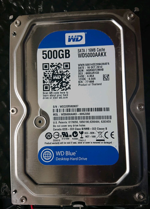 Жесткий диск western digital blue 500gb 7200rpm 16mb wd5000aakx 3