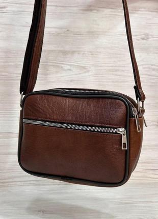 Женская сумочка коричневая натуральная фактурная кожа 102053