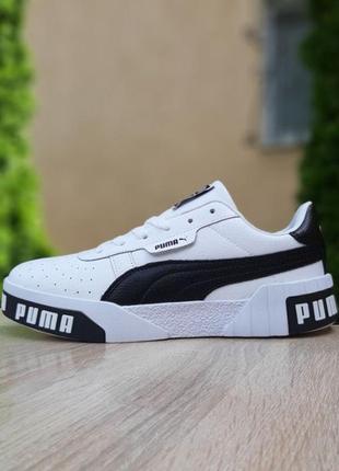 Чоловічі кросівки puma cali, білі з чорним кеди8 фото