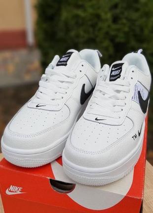 Кросівки жіночі nike air force 1 lv8 білі з чорним, шкіряні...8 фото