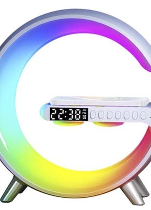 Настільна смарт-лампа-нічник rgb g-smart light з бездротовою зарядкою і bluetooth колонкою