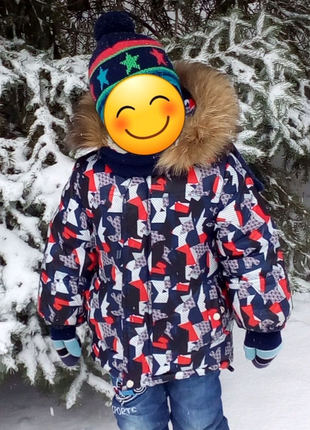 Зимова дитяча куртка на овчині з натуральним хутром 3-5 років