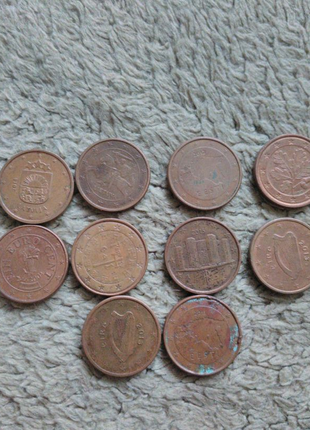 10 монет 1 євро цент2 фото