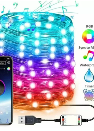 Розумна світлодіодна гірлянда rgb ялинки новорічного декору (уп5 фото