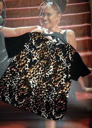Футболка, блузка, с коротким рукавом, женская, леопардовая, размер m4 фото