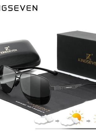Чоловічі фотохромні поляризаційні окуляри kingseven n7188 gold1 фото