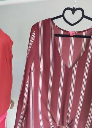 Блуза guess оригинал бордовая цвет марсала в полоску5 фото